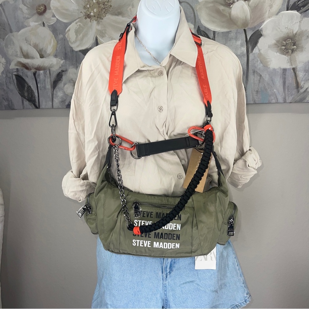 STEVE MADDEN BALLaIE SHOULDER/HOBO BAG CROSSBODY OLIVE/MULTI NWT 100% Authentic.